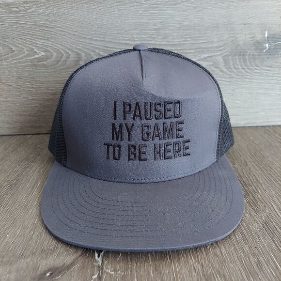 Sport-Tek I Paused My Game To Be Here Gray Snapback Hat - Picture 1 of 6